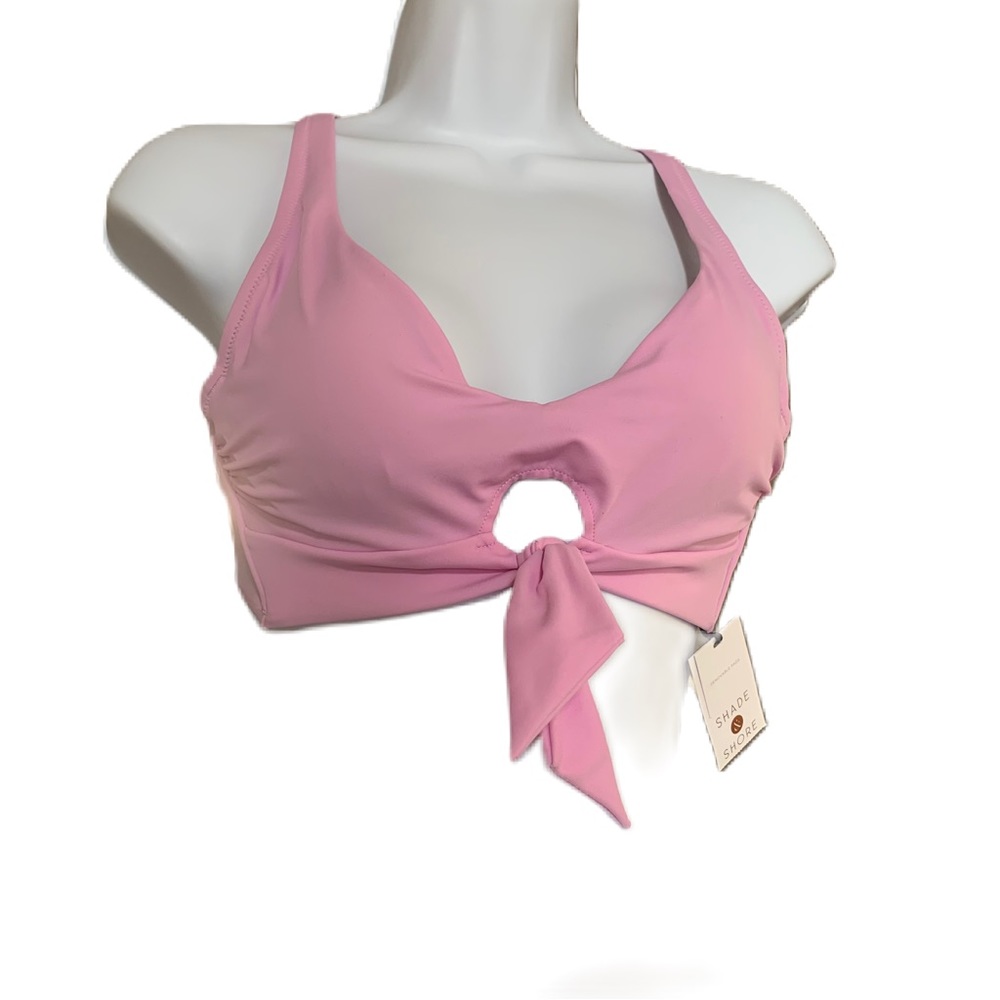 Shade and Shore Pink Tie Front Bralette Bikini Top - Picture 3 of 7